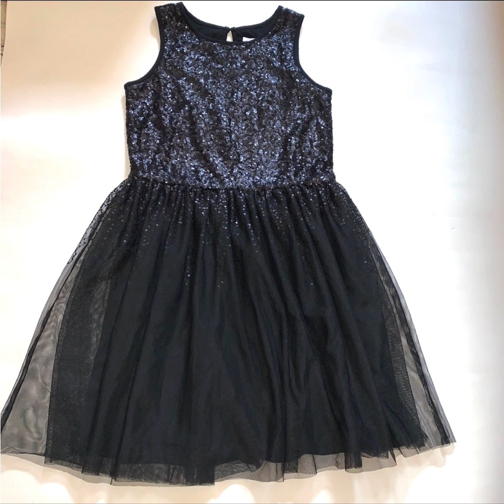 Girls Special Occasion Dress New Year Party Black Tulle Sequins Bling  Gap 12 XL